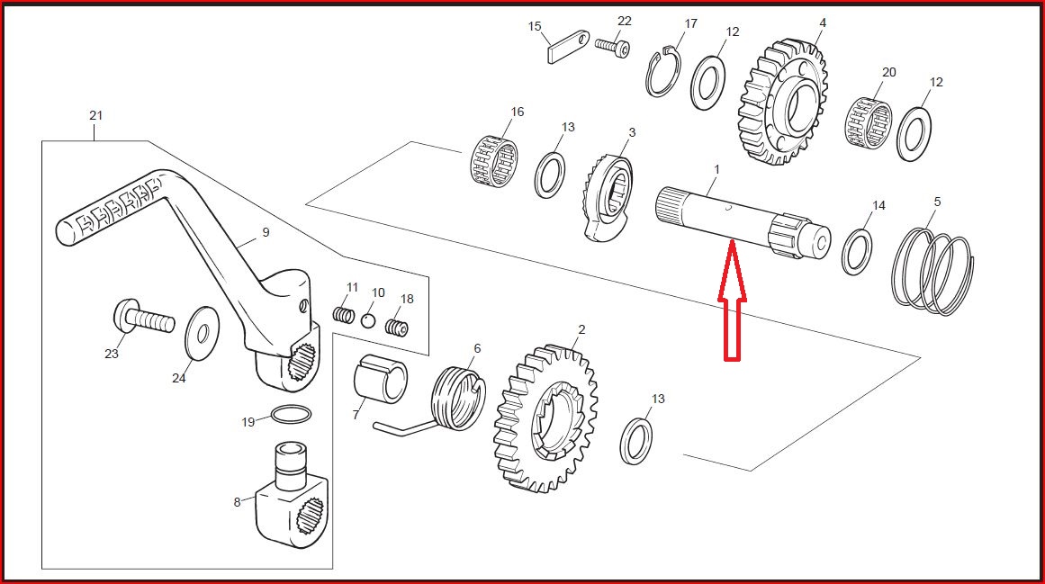 (1) Sherco Kickstarterachse